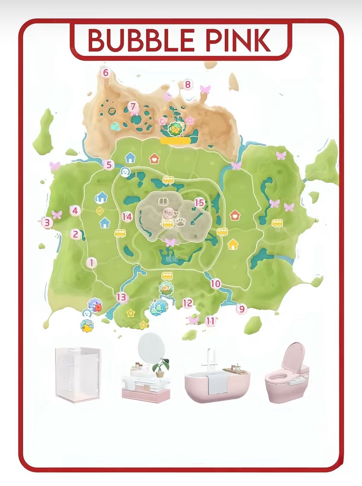 Heartopia Bubble Pink Locations Map